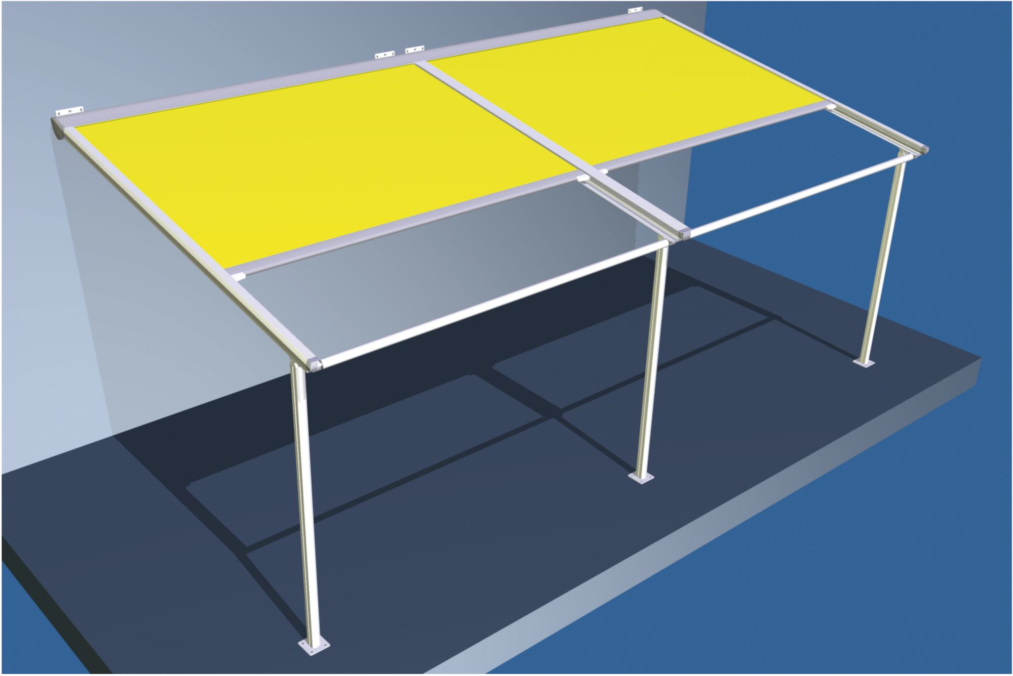Pergoline radová dvojdielna — 3D schéma na stĺpikoch