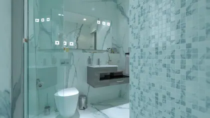 3D vizualizácia kúpeľne s mozaikou
