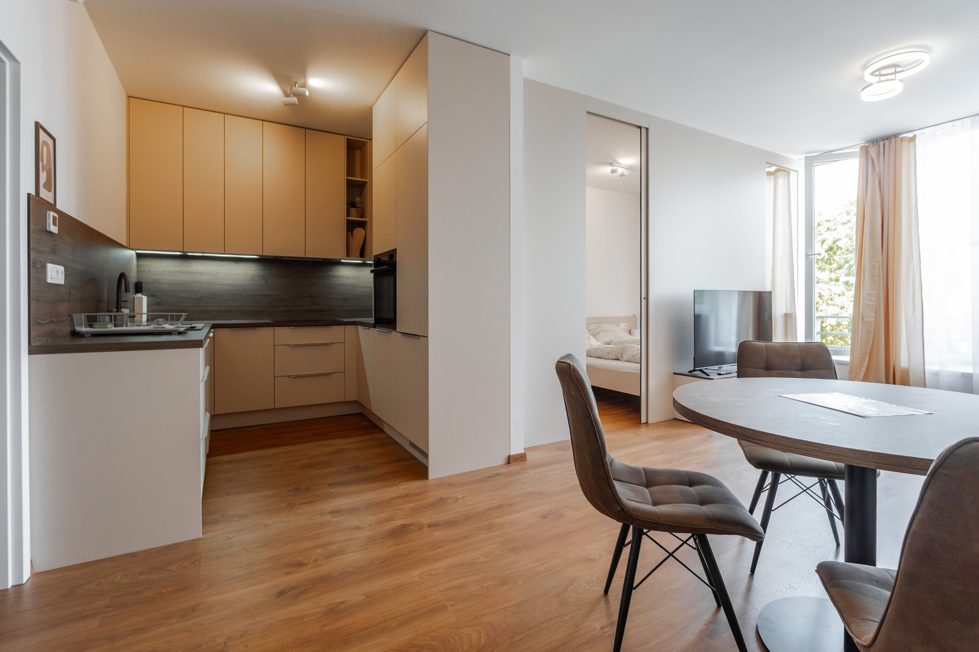 Satin ST & Brown Davos Oak Kitchen — Bratislava