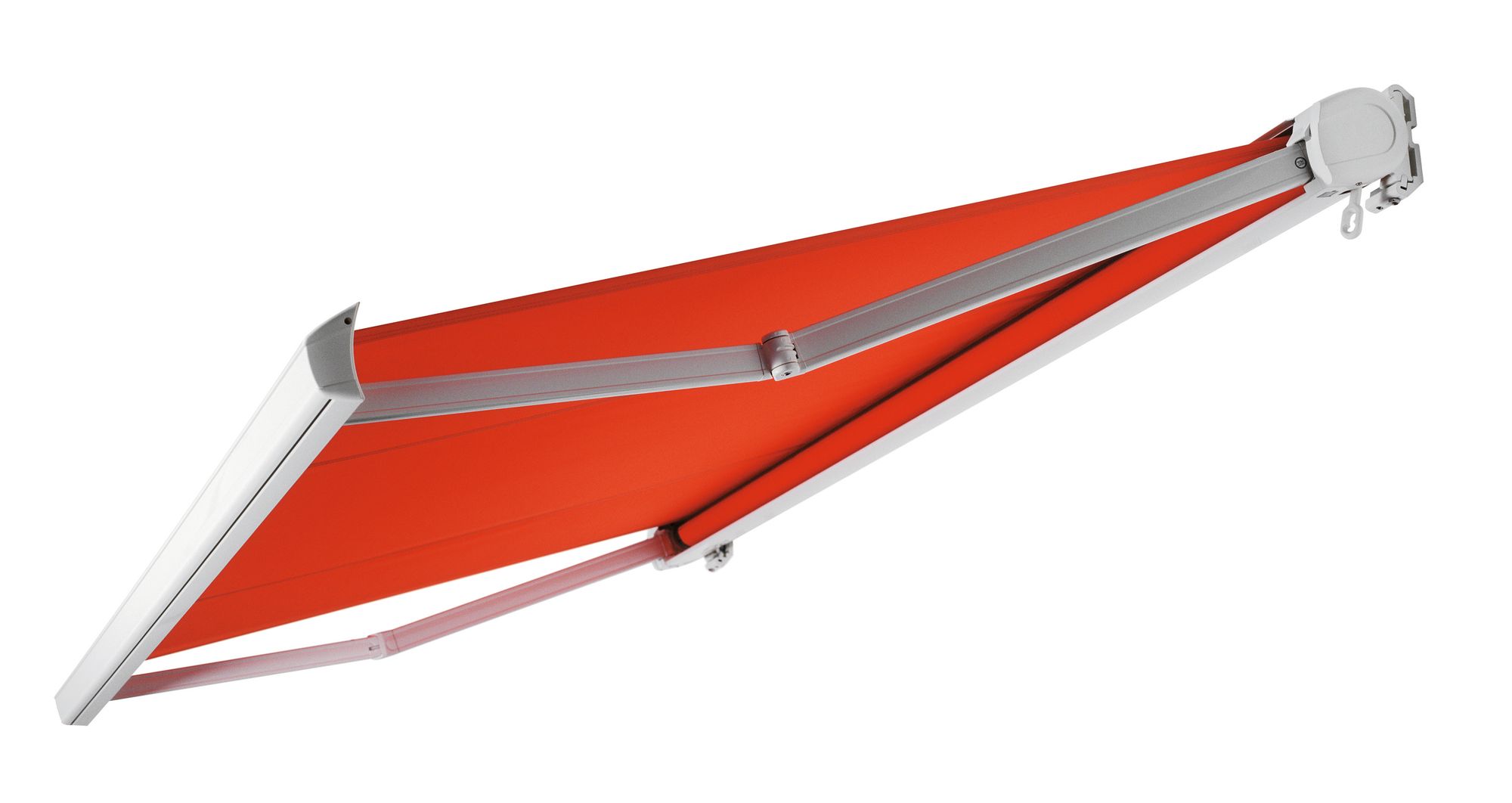 Kazetová markíza Swingline — rozvinutá kĺbová markíza