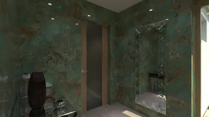 3D vizualizácia predsiene s mramorovým obkladom