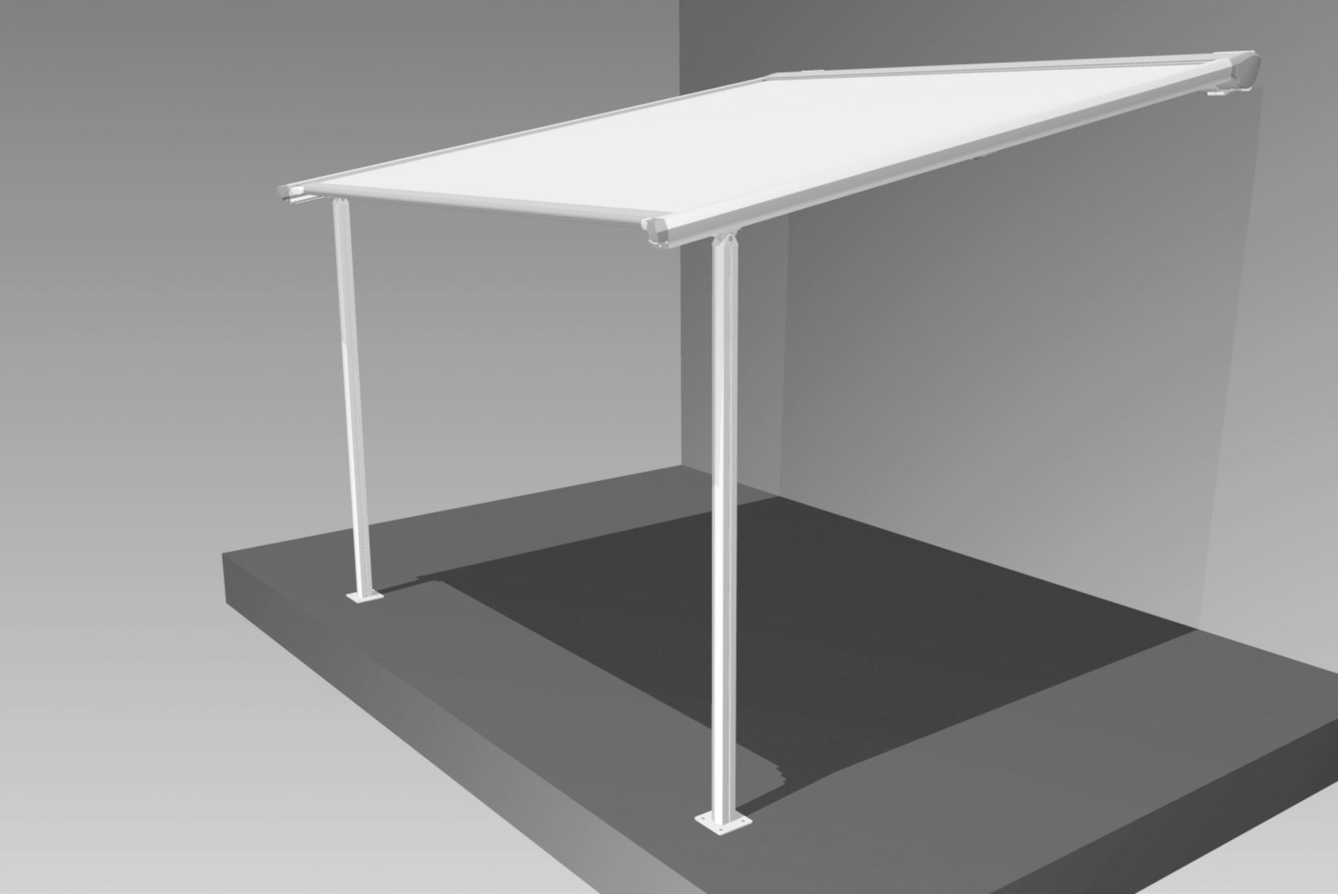 Pergoline — 3D schéma pergolovej markízy na dvoch stĺpikoch