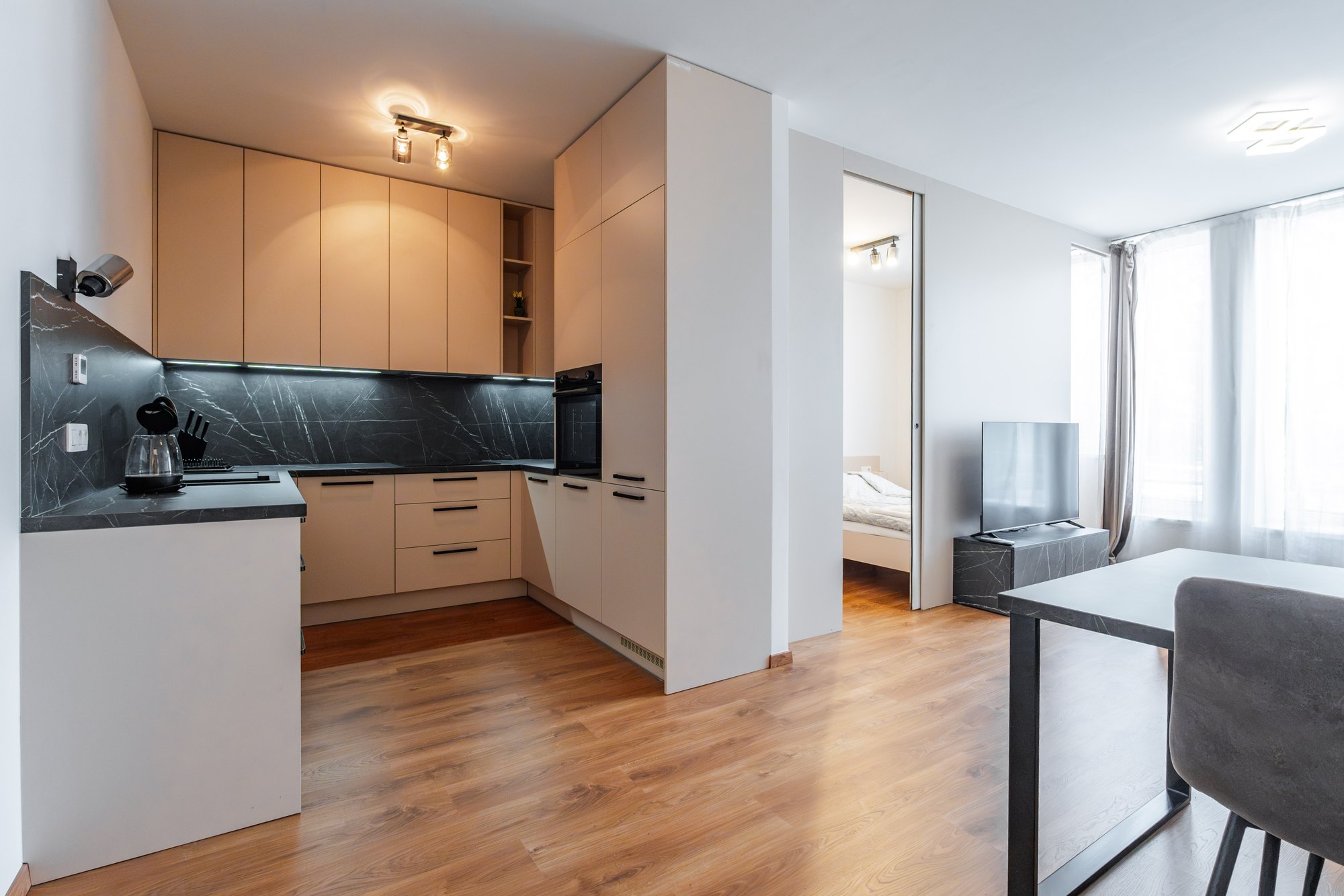 Satin & Black Pietra Grigia Apartment | Laminated chipboard | Bratislava