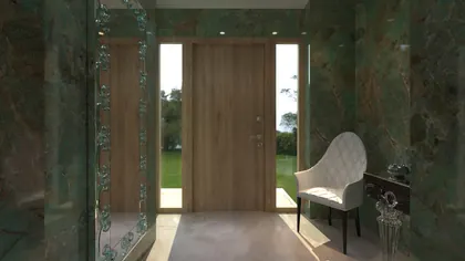 3D vizualizácia vstupnej haly s mramorom