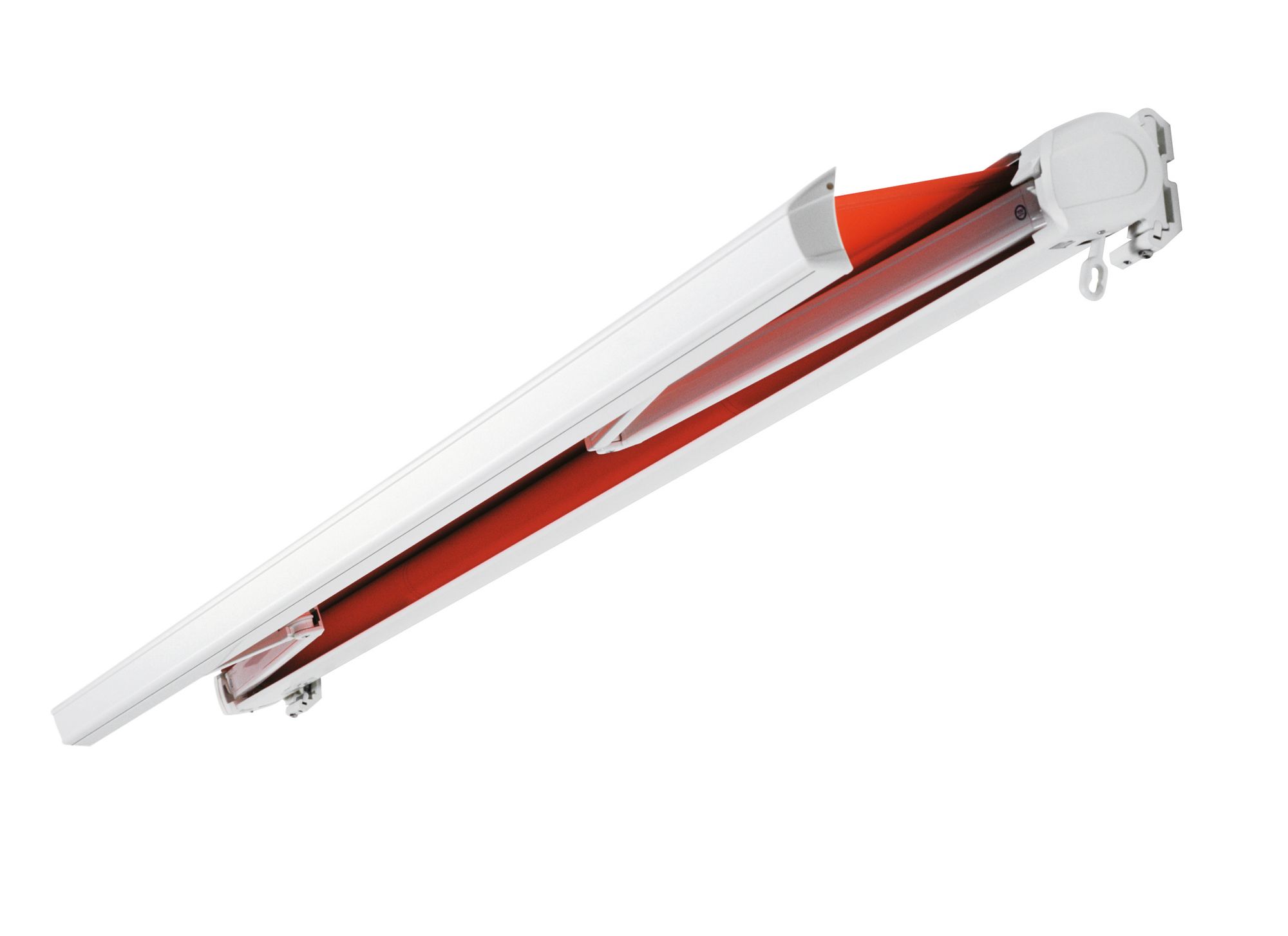 Kazetová markíza Swingline — čiastočne rozvinutá